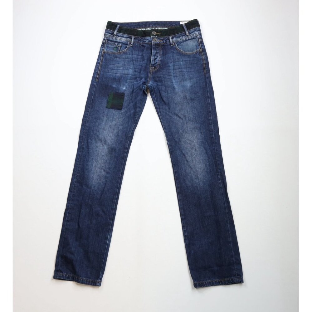 Vintage Desigual Mens 32x36 Faded Regular Fit Button Fly Patchwork Denim Jeans